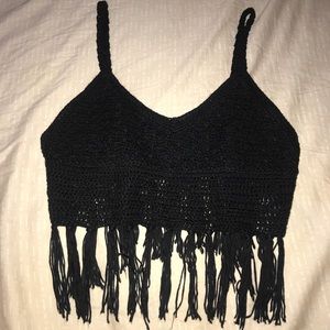 Forever 21 black crochet crop top
